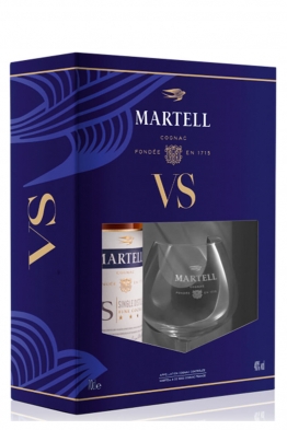 Martell VS cognac + 2 glasses