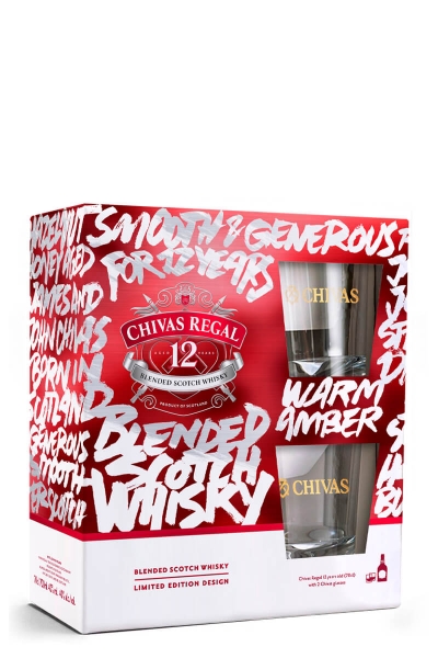 Chivas Regal 12 YO whisky + 2 glasses Chivas Regal 12 YO whisky + 2 glasses