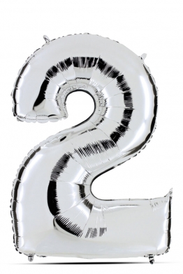 Balloon silver 100cm, number 2 Balloon silver 100cm, number 2