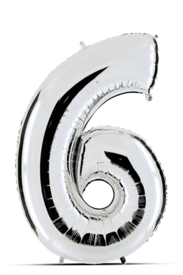 Balloon silver 100cm, number 6