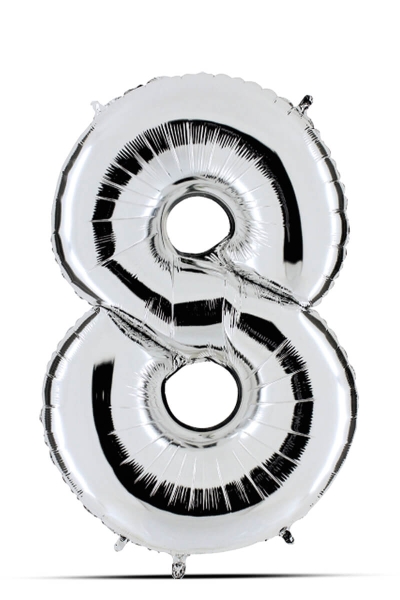 Balon srebrni 100cm, broj 8