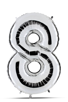 Balon srebrni 100cm, broj 8