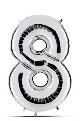 Balon srebrni 100cm, broj 8