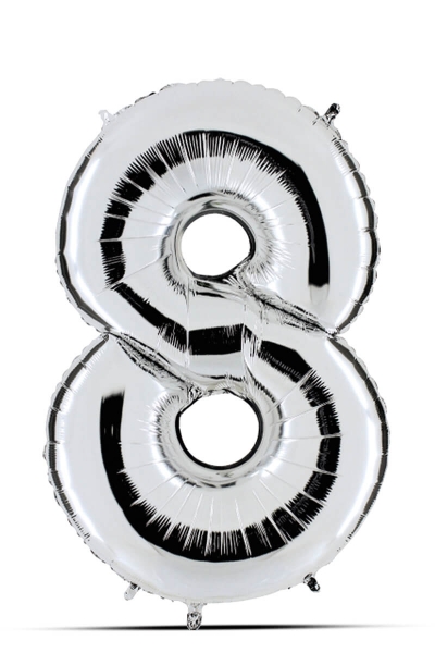 Balloon silver 100cm, number 8