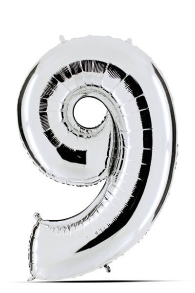 Balon srebrni 100cm, broj 9