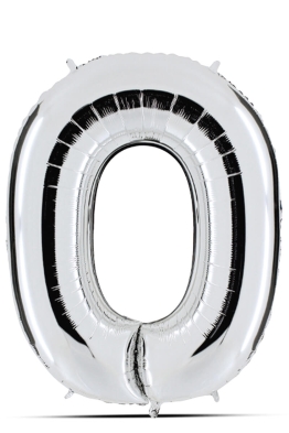 Balon srebrni 100cm, broj 0