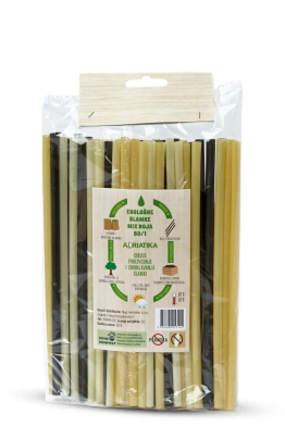 Ecological straws made of wood resin, mix of colors