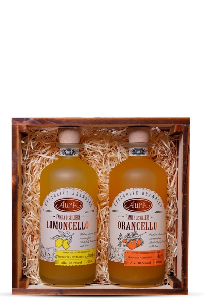 Aura Limoncello & Orancello liker, drvena poklon kutija Aura Limoncello & Orancello liker, drvena poklon kutija