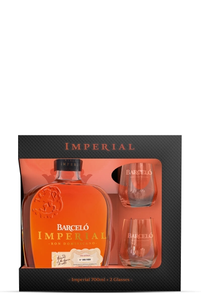 Barcelo Imperial rum + 2 glasses, gift box