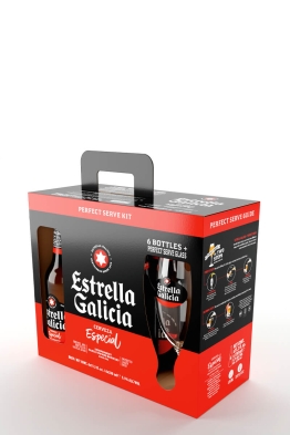 Estrella Galicia Especial beer 6-PACK + glass