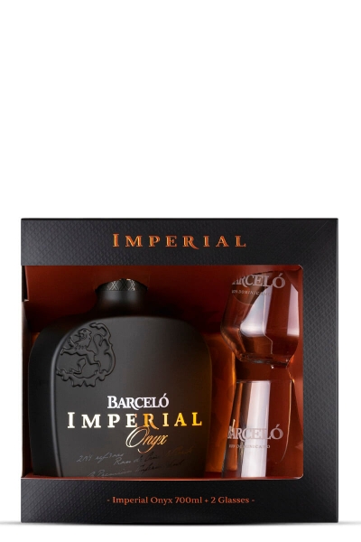 Barcelo Onyx rum + 2 glasses, gift box