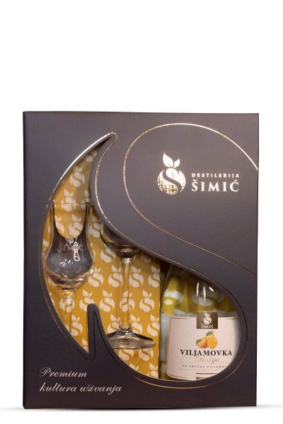 Gift package - Viljamovka Šimić brandy with glasses Gift package - Viljamovka Šimić brandy with glasses