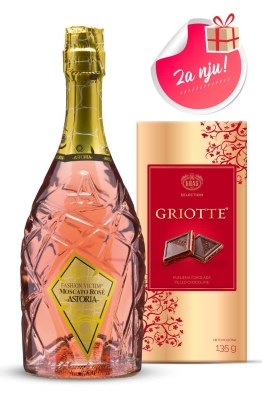 Gift set for her  - Astoria Rose Moscato 0.75l + Kraš Chocolate Selection Griotte 135g