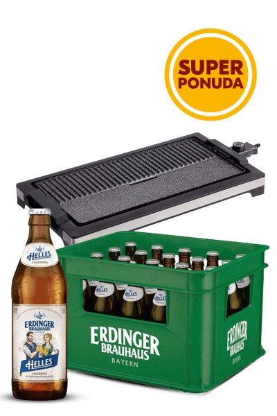 Erdinger Brauhaus Helles lager beer (20 bottles) + Delimano grill - returnable packaging
