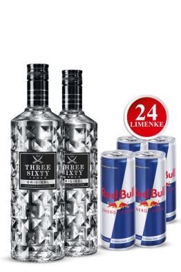 Paket 2x Vodka Original Three Sixty + 24x Red Bull 