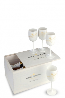 Moet Ice Imperial x 2 + 4 glasses and wooden box
